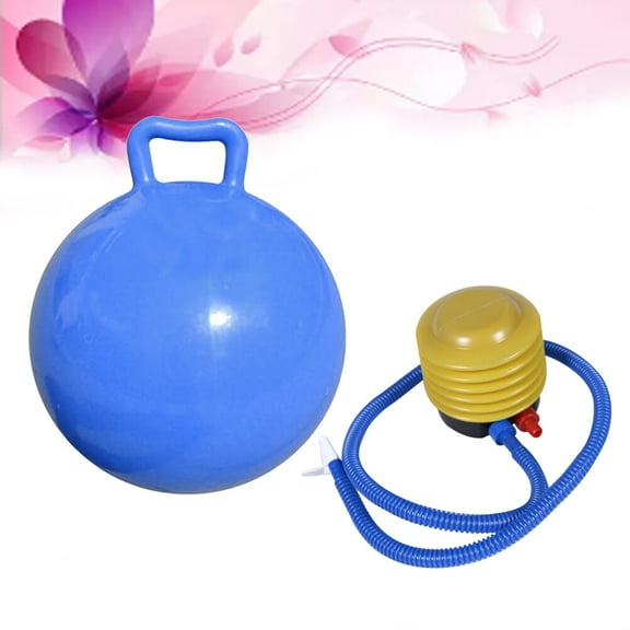 Toyandona 2Pcs Inflatable Hop Ball with Handle Blue PVC Rubber Bounce for Indoor Outdoor