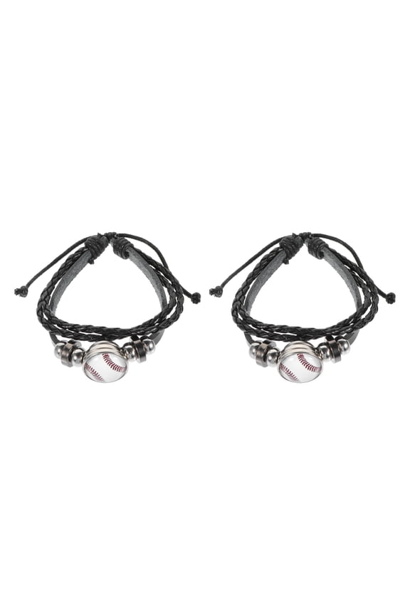 2Pcs Baseball Beaded Bracelets Creative Braided Bracelets Decorative Baseball Bracelets