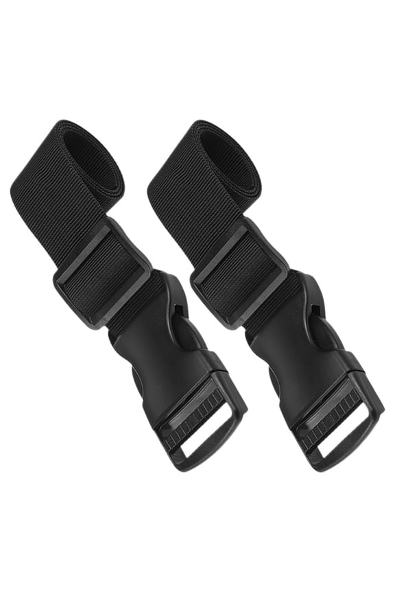 2-Pack Black Nylon Adjustable Travel Binding Straps with Buckle, 11.8 x 1.2 Inches, and Secure