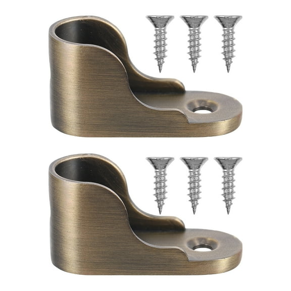 Tineasur 2Pcs Zinc Alloy Closet Pole Socket Brackets Light Brown Rod Holders