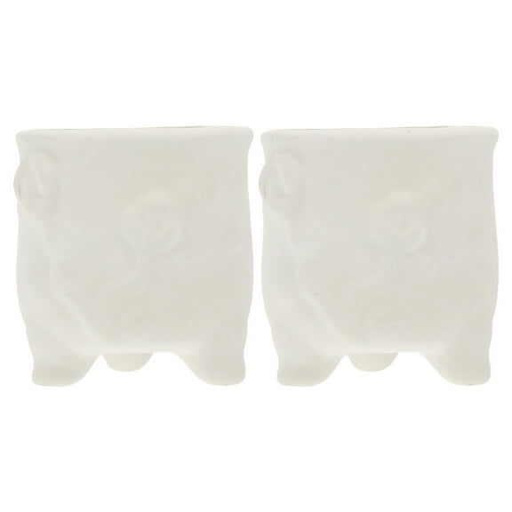 NUOLUX 2Pcs DIY Ceramic Flowerpots Paintable Pots Planters Kid Toys