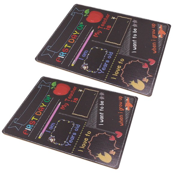 NUOLUX 2Pcs First Day Chalk Board Black Wooden Reusable School Sign Creative Classroom Decor