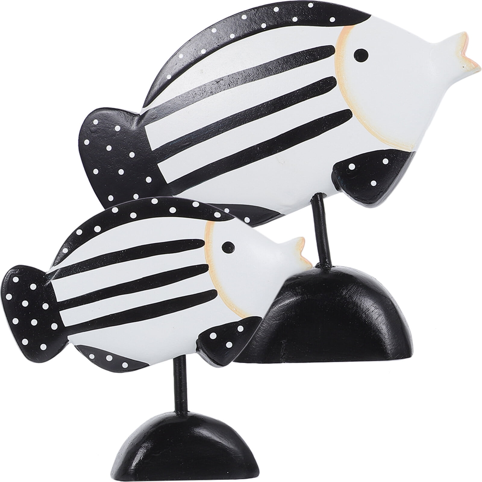 NUOLUX 2Pcs Fish Ornament Wooden Fish Sculpture Living Room Lovely Fish