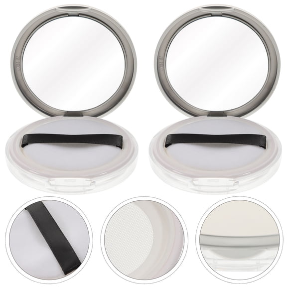 NUOLUX 2Pcs Loose Powder Travel Container 7.5x7.5x1cm Simple Design Storage Body Powder Container For Cosmetics