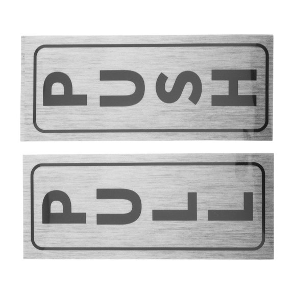 NUOLUX 2Pcs Plated Silver Push Pull Door Signs Self Stick Adhesive Indicator Stickers for Office Store Sliding Doors