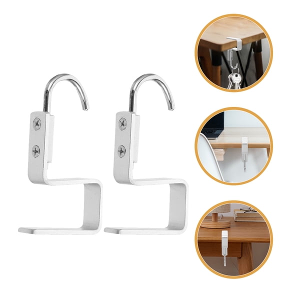 Toyandona 2Pcs Plated Silver Desk Backpack Hook Holder Aluminum Alloy Convenient Bag Storage