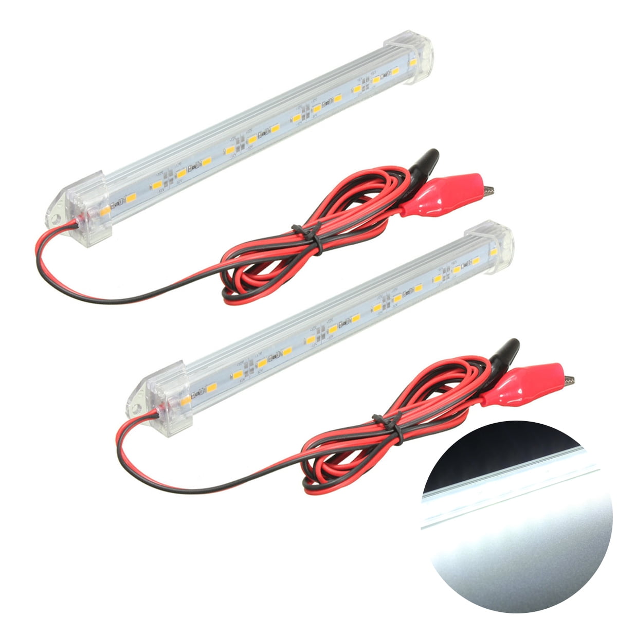 NUOLUX 2pcs 12V 15 LED White Car Interior LED Light Strip Bar Lamp for