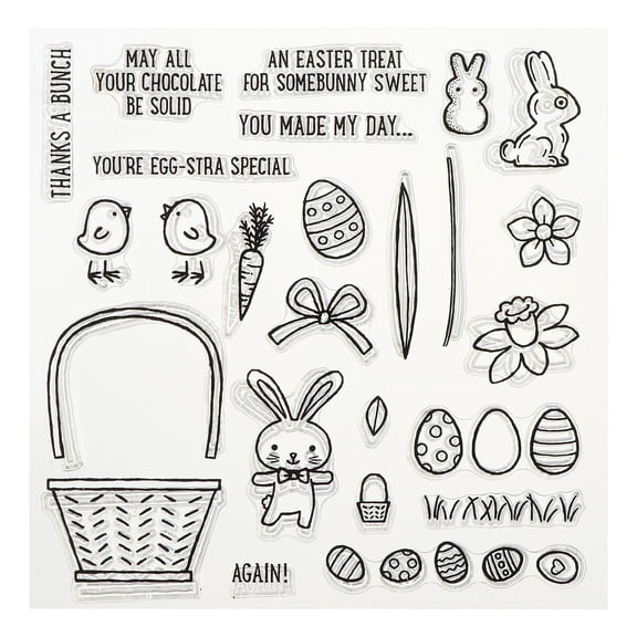NUOLUX 2pcs Easter Bunny Clear Stamps for Cards Making Decoration DIY Scrapbooking