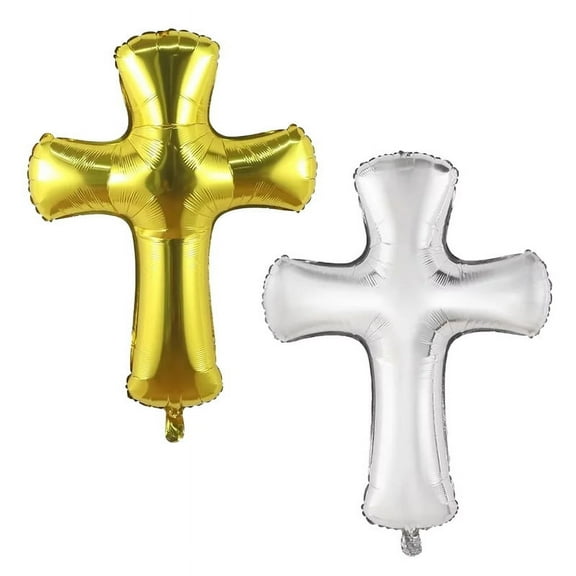 NUOLUX 2pcs Foil Party Balloon Cross Shape Balloons Baptism Balloons Christening Balloons for Babies