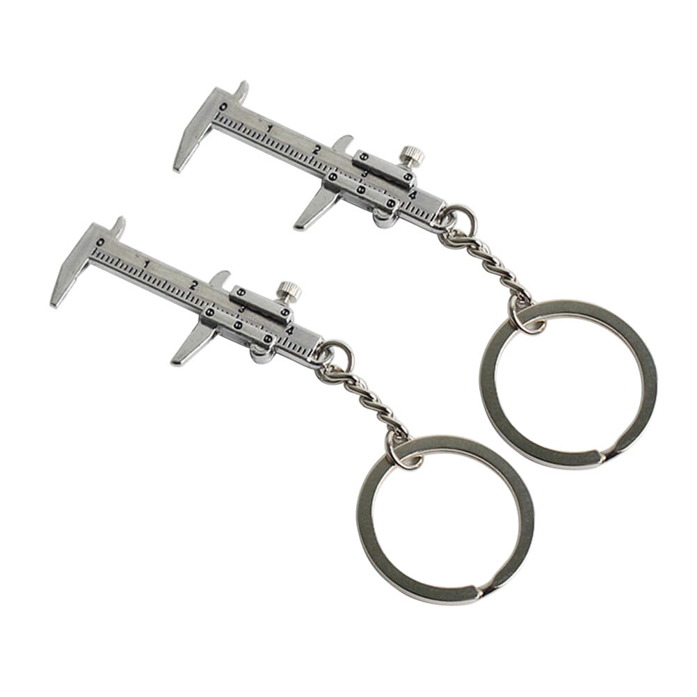 NUOLUX 2pcs Vernier Caliper Keychain Zinc Alloy Caliper Model Key Ring