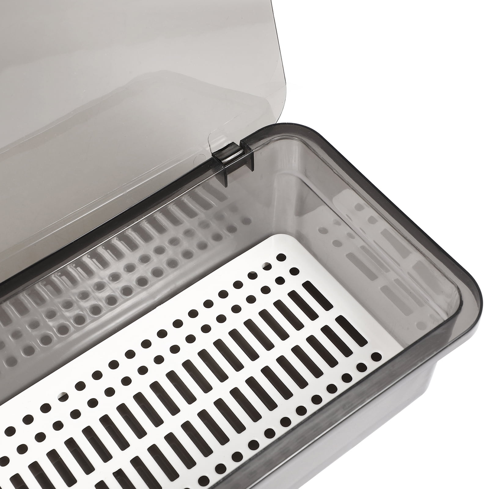 3-Piece Cutlery Storage Organizer Box with Lid, Large Reusable Silverware Tray for Camping and Kitchen Countertop, Black