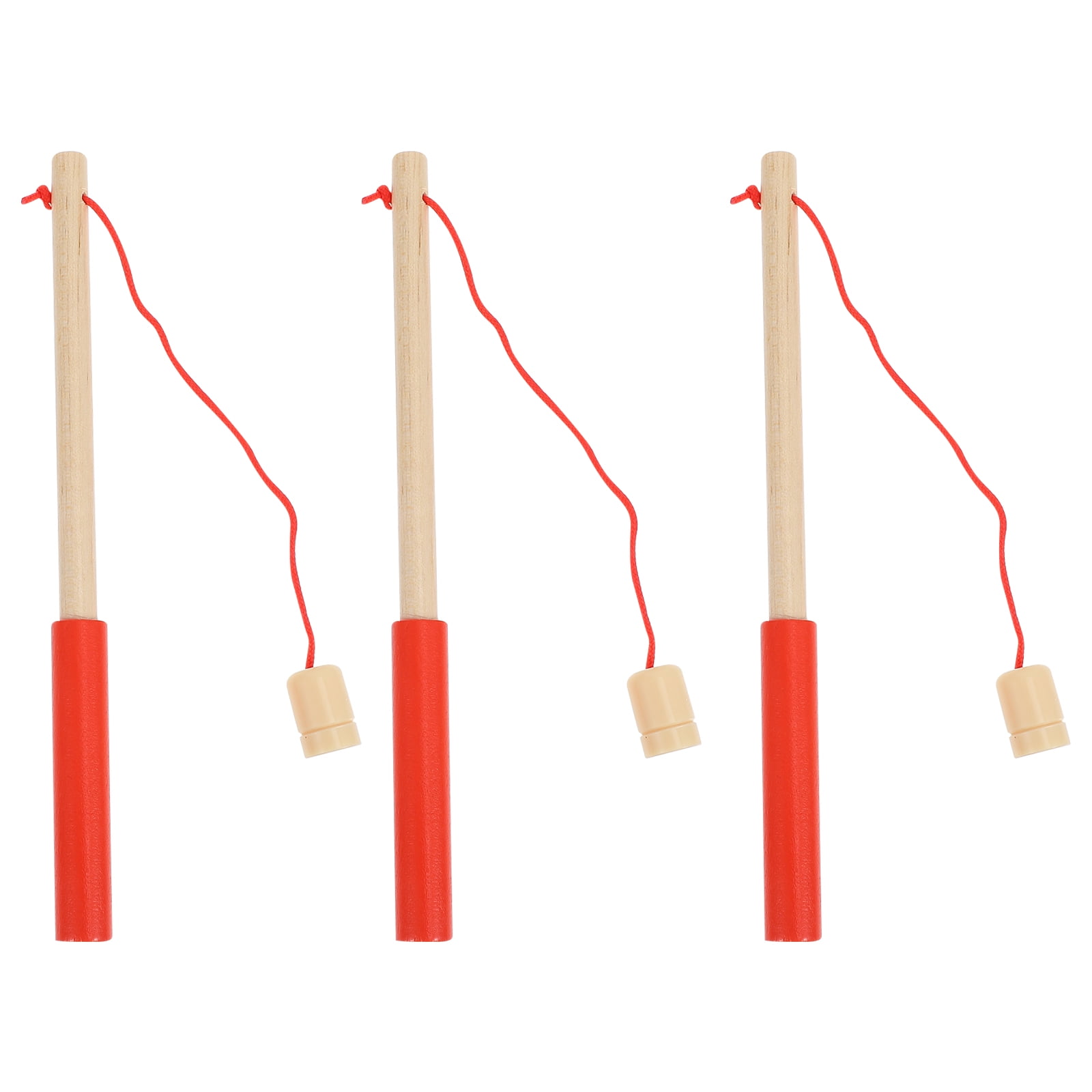 NUOLUX 3 Pcs Wooden Fishing Pole Toy Kids Fishing Rod Toys