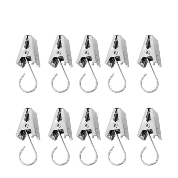 NUOLUX 30-Pack Stainless Steel Shower Curtain Clips with Hooks, Satin Finish Drapery for Bathroom