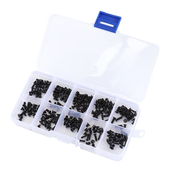 Homoyoyo Flathead Screw Assortment Kit Black Carbon Steel 300PCS M2x3mm to M3x5mm Fasteners