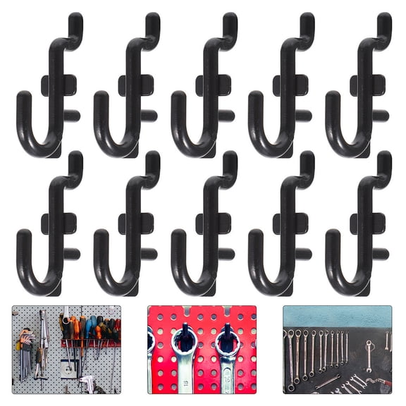 NUOLUX 30Pcs J-Shaped Pegboard Hook Packs for Garage Storage Black Plastic