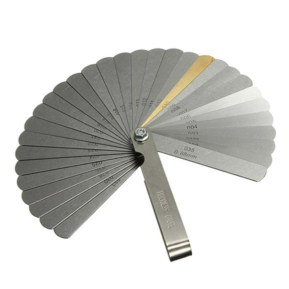 NUOLUX 32PCS 0.04-0.88mm Thickness Gauge Brass Blades Filler Feeler Gauge(Silver)