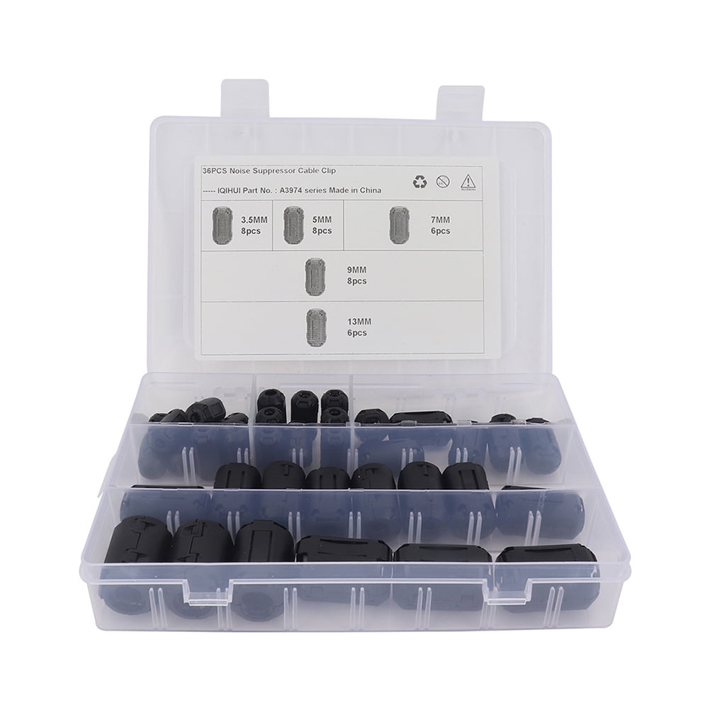 Tineasur 36 Pcs Powerline Noise Filter Ferrite Core for Black Cable ...