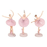 NUOLUX 3Pcs Ballerina Ornaments Ballet Girl Dolls Ballerina Cupcake Toppers Home Decor