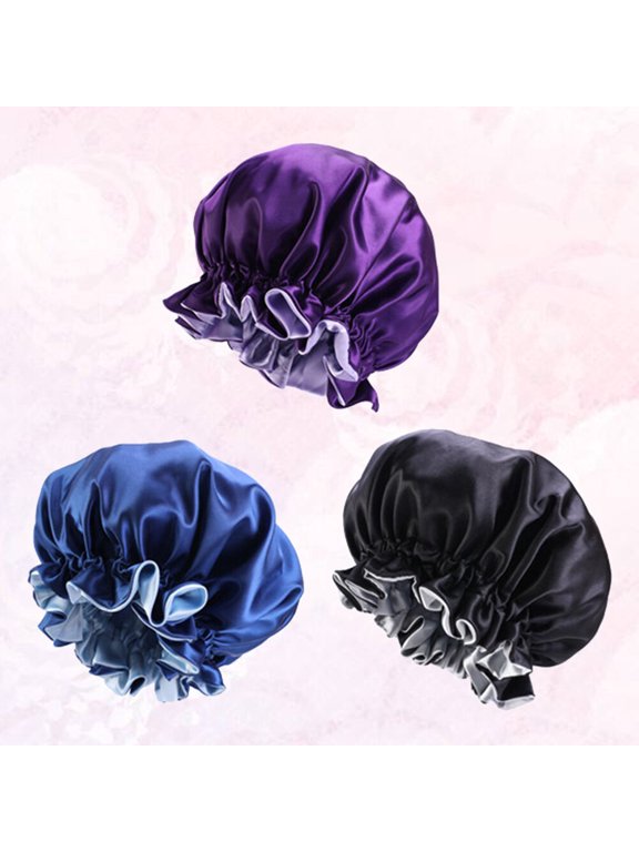 Chemotherapy Cap Double-Side Color Satin Bonnet for Night Use 3Pcs
