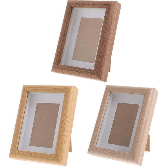 NUOLUX 3Pcs Small Desktop Photo Frame Wooden Rectangular Design for Home Users