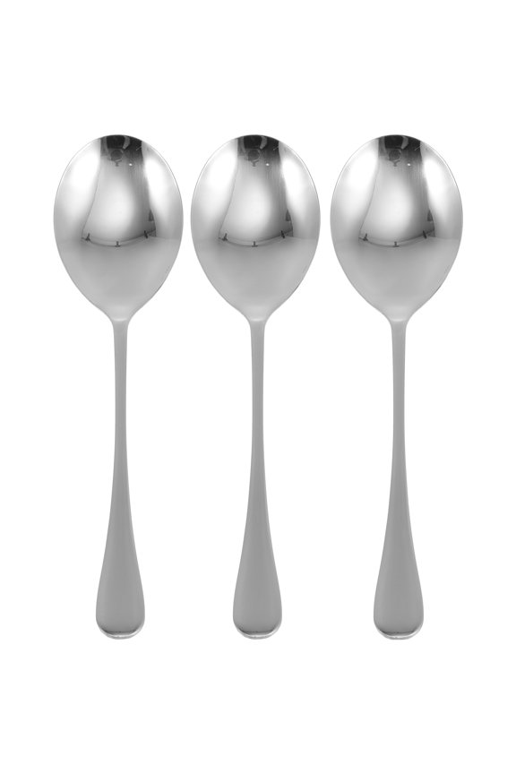 3Pcs Stainless Steel Buffet Spoons Practical Food Serving Spoons (Silver)