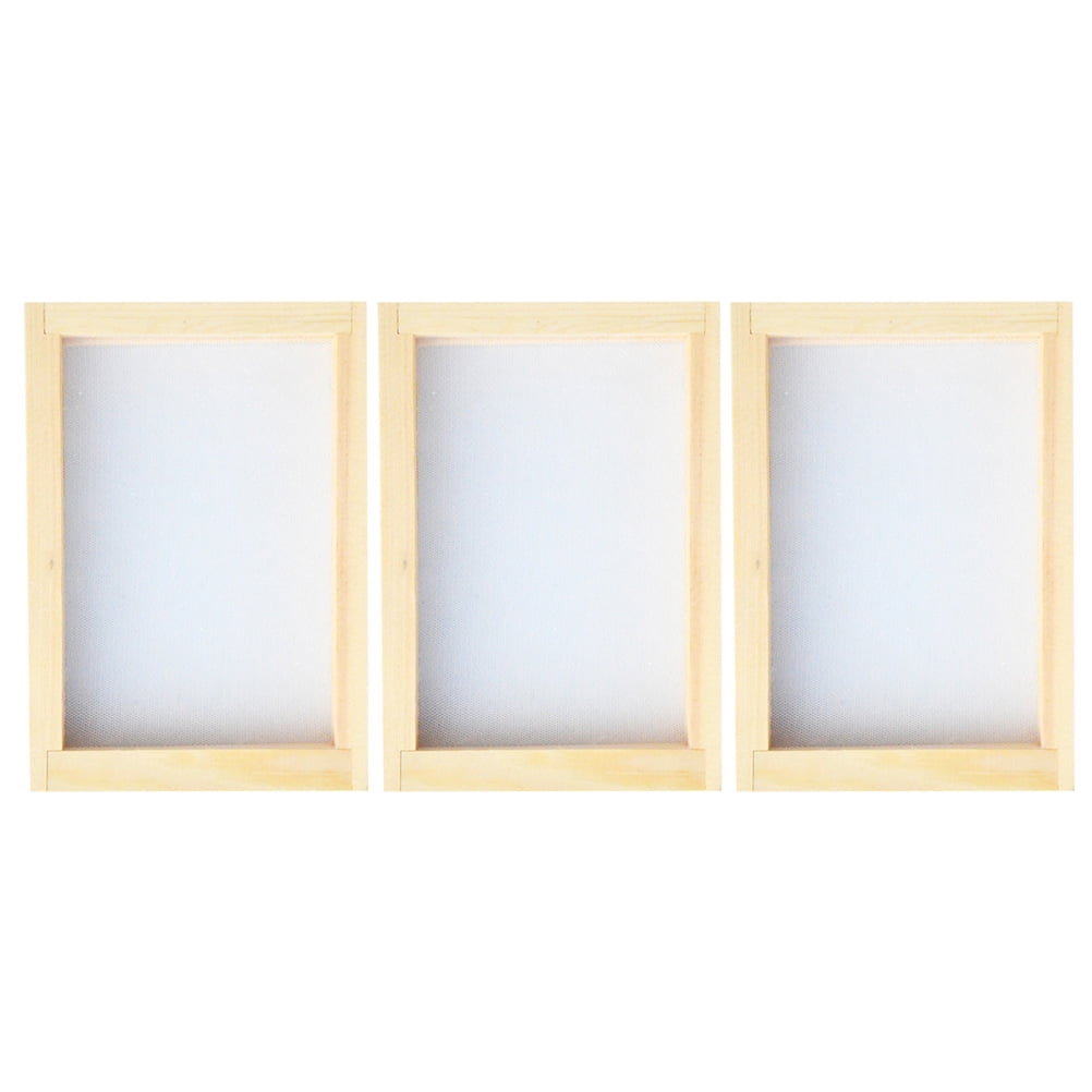 NUOLUX 3Pcs Wooden Paper Making Papermaking Mould Frame Screen Mesh