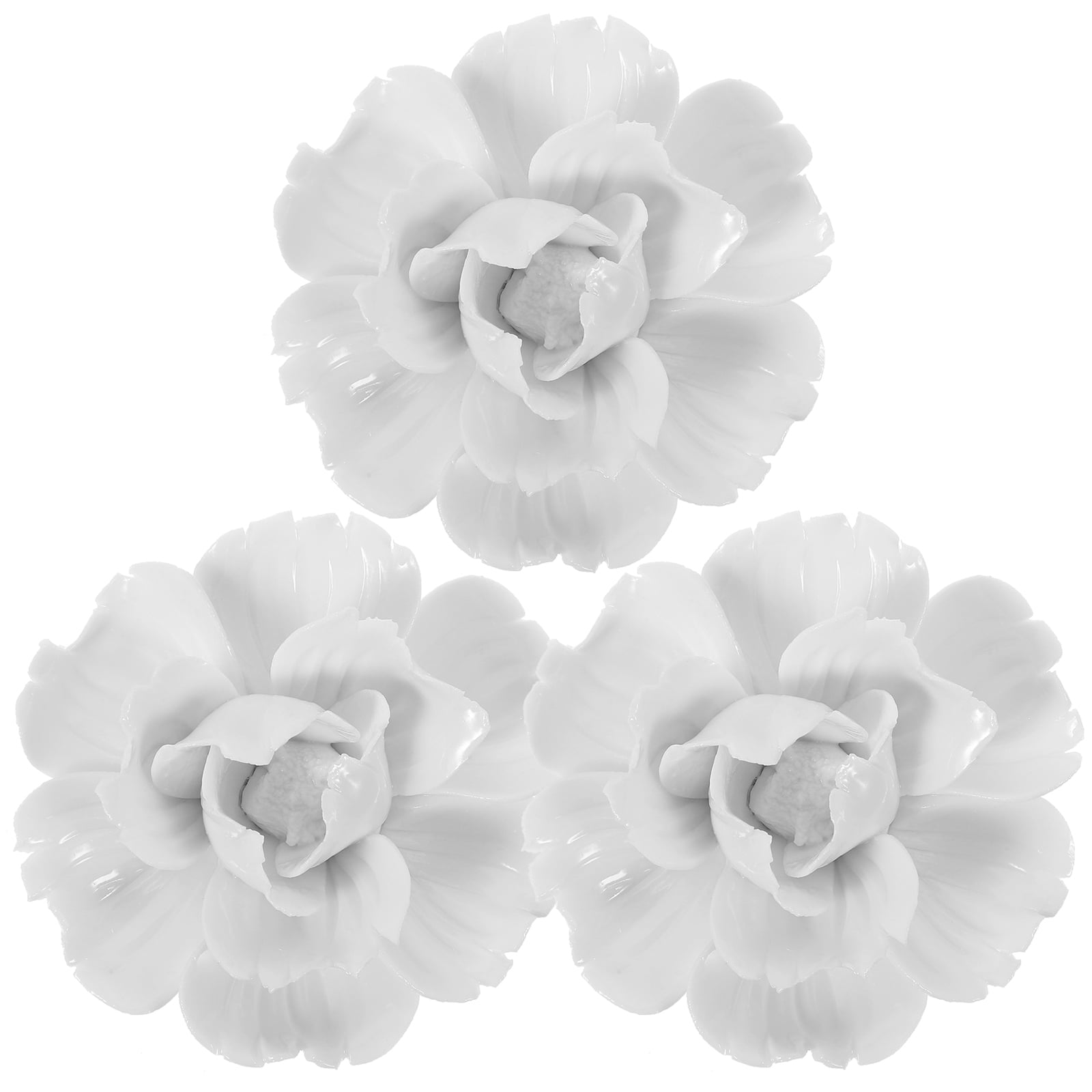 NUOLUX 3pcs Ceramic Flower Wall Art Decor Wall Hanging Flower Decoration Home Wall Ornament