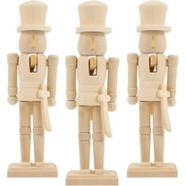 NUOLUX 3pcs Graffiti Painting Nutcracker Wooden Nutcracker Diy Unfinished Walnut Soldier