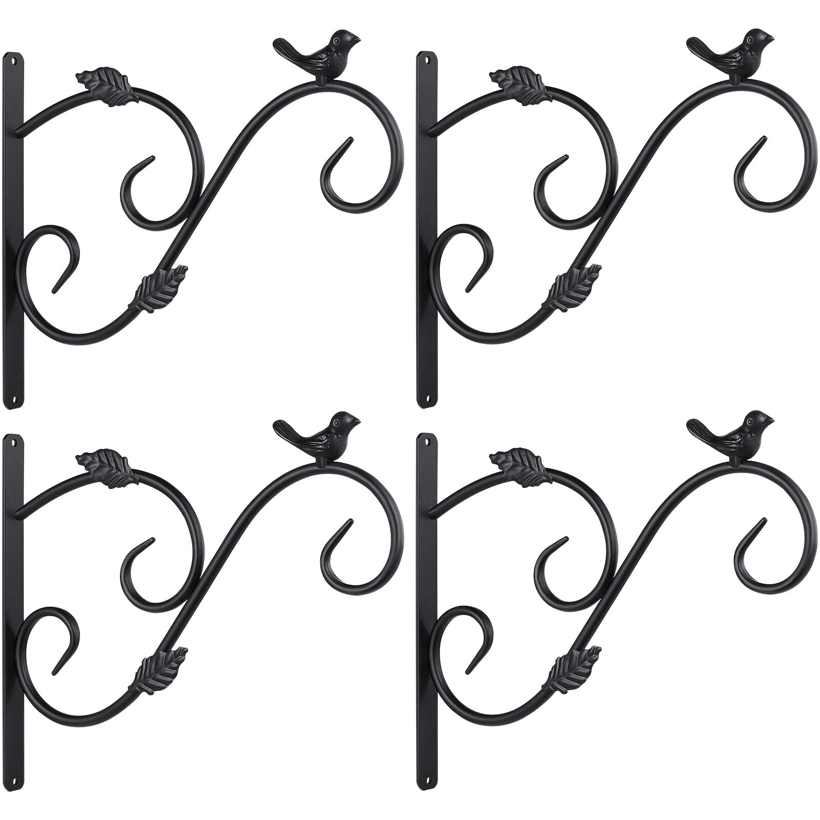 NUOLUX 4 Pack Bird Style Hanging Plant Brackets Wall Mount Iron Hangers
