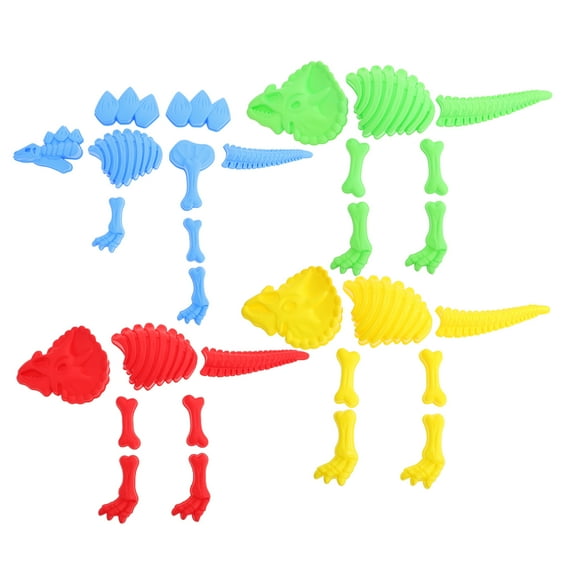 Tineasur 4Sets Plastic Dinosaur Sand Mold Set for Creative Beach Activities