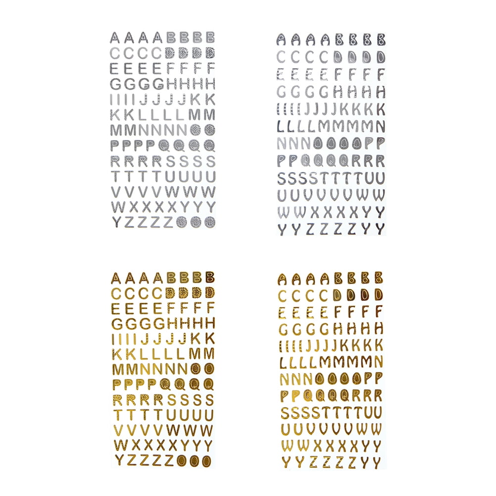 NUOLUX 4 Sheets English Letters Sticker Scrapbook Sticker Diary
