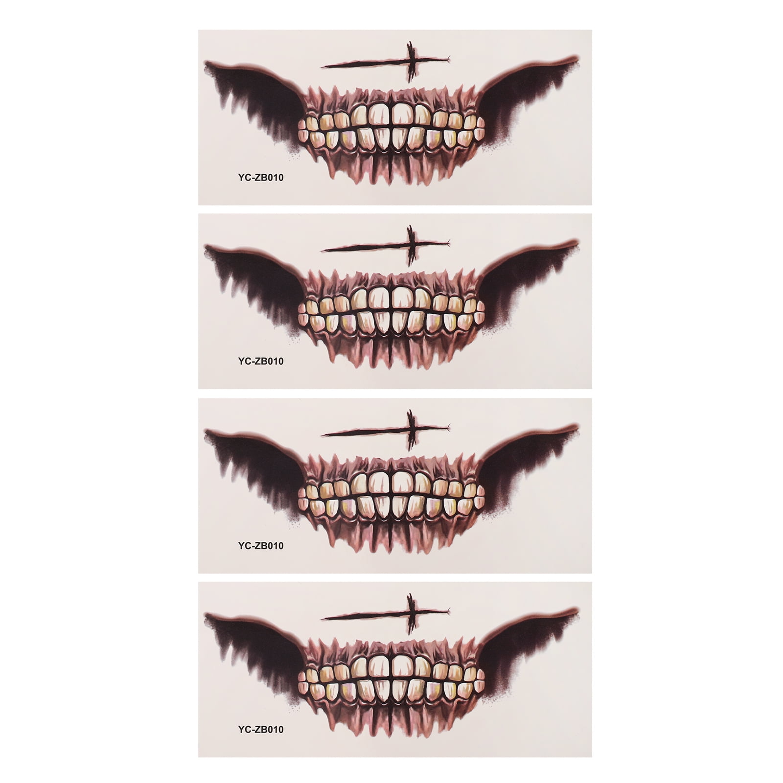 NUOLUX 4 Sheets Halloween Temporary Tattoos Scary Skeleton Mouth