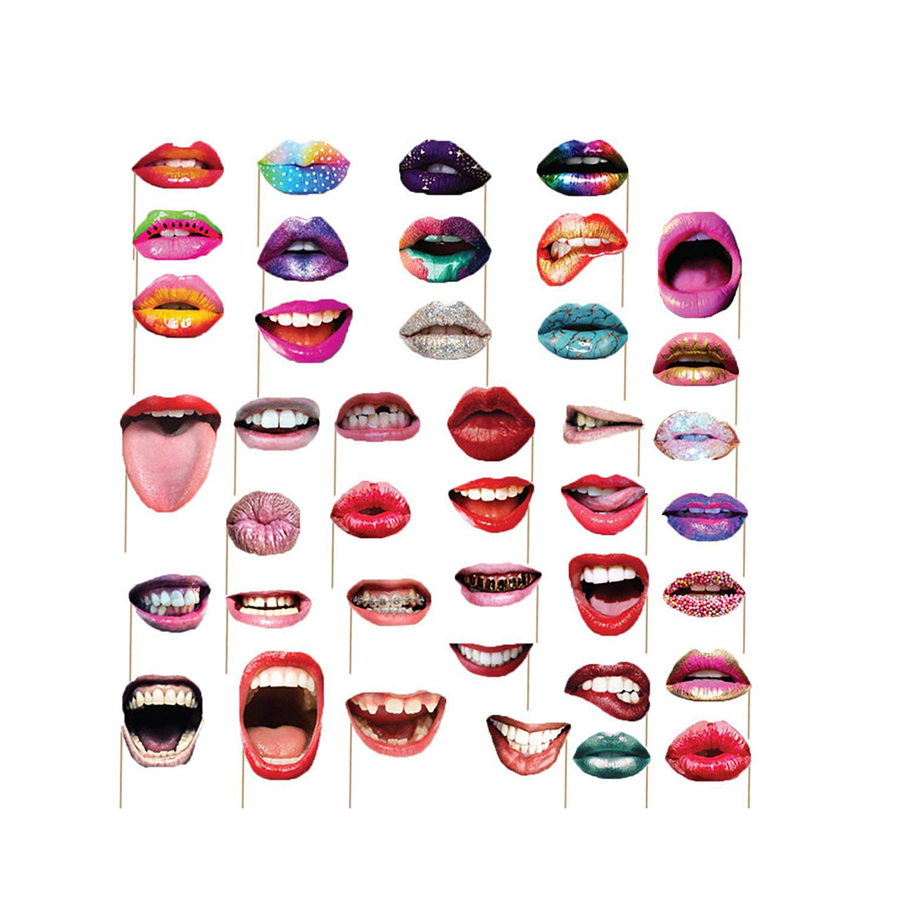 NUOLUX 40 Sets Photograph Selfie Props Mouth Lips Photo Booth Prop with