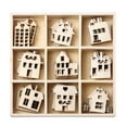 thumbnail image 1 of NUOLUX 45pcs House-shaped Wood Chips Wood Slices DIY Crafts Hollow Out Wooden Decorations Wood Small House Cutouts, 1 of 6