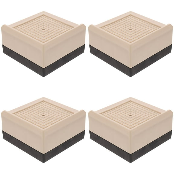 Toyandona Beige Plastic Bed Risers for Home Adds Height and Storage 4Pcs