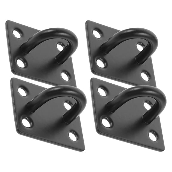 NUOLUX 4-Pack Heavy Duty Ceiling Anchors with Stainless Steel Pad Eye Plate Hooks, Black, Secure Hanging Hardware