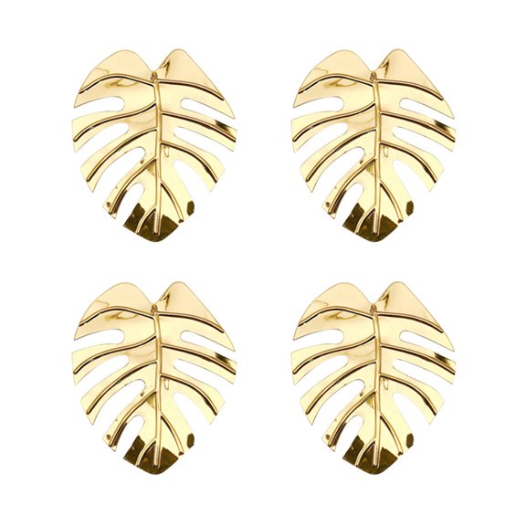 NUOLUX 4Pcs Golden Alloy Dinner Napkin Ring for Banquet and Various Parties