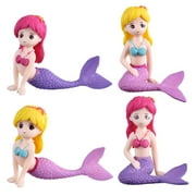 NUOLUX 4Pcs Lovely Mermaid Doll Design Cake Toppers Creative Exquisite Cake Inserted Cards Baking Ornaments Party Decoration (Mixed Pattern Delivery)