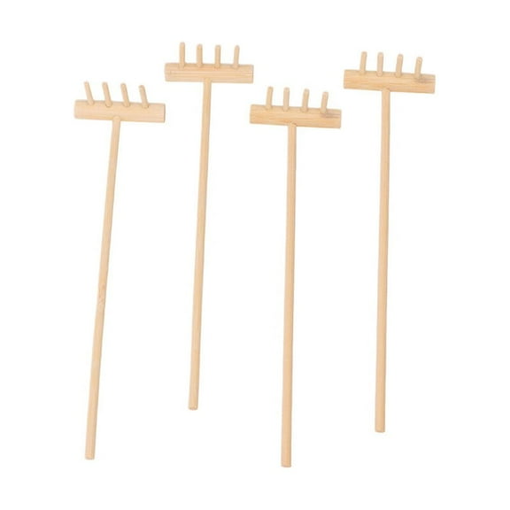 NUOLUX 4Pcs Mini Garden Rakes Yellow For Home Decoration And Desktop Ornament