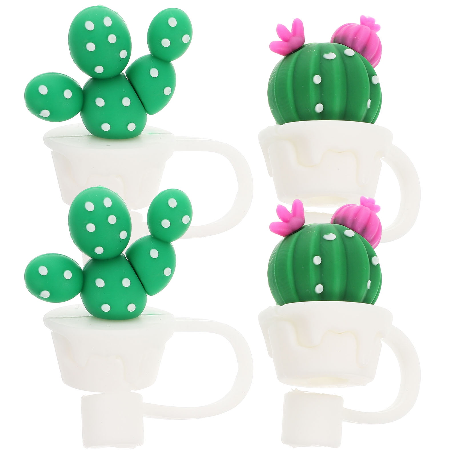 NUOLUX 4Pcs Straw Cover Reusable Drinking Straw Caps Lids Cactus Straw  Plugs for Kitchen Bar