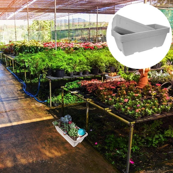 Toyandona Flower Window Box Rectangular Flower Box Planter Light Grey Resin 4 Sets