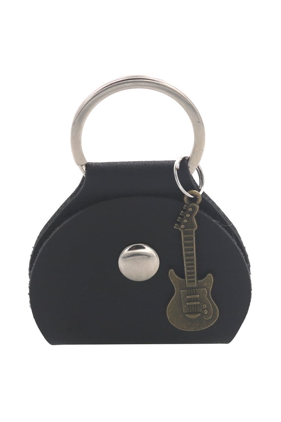 Guitar Pick Bag Keychain Lightweight for Instruments Black 4Pcs