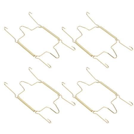 Tineasur Spring Hooks for Plate Hanging, Golden Metal Wall Hanger, Invisible Expandable Design for Home Decor