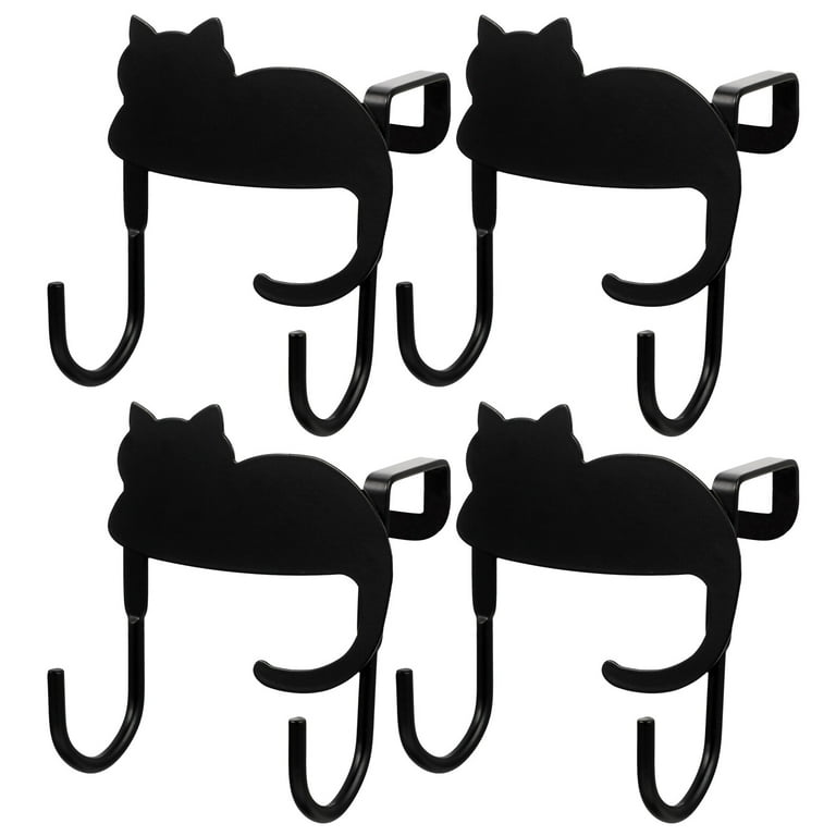 NUOLUX 4pcs Wall Mounted Clothes Hat Hooks Cat Shaped Clothes Hook Creative Coat  Rack 