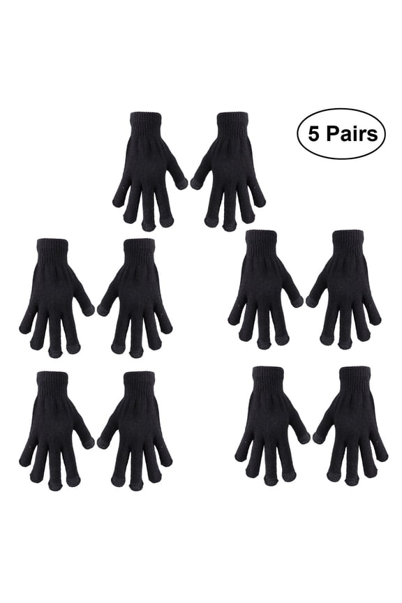 5 Pairs of Unisex Sensitive Touch Screen Gloves Texting Gloves Outdoor Winter Gloves for Electronic Devices Smart Phone Xmas New Year Birthday Gift (Black)