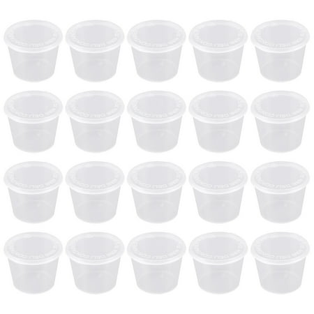 NUOLUX 50PCS 40ml Disposable Plastic Portion Cups Clear Portion Container with Lids for Jelly Yogurt Mousses Sauce