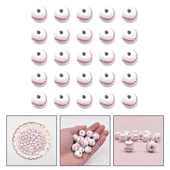 Toyandona 50Pcs Round White DIY Loose Wooden Beads for Necklace Material and Jewelry Decor
