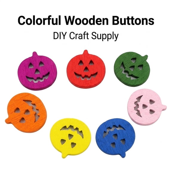 NUOLUX 50Pcs Wooden Buttons Assorted Color Pumpkin Shape for Sewing Decoration