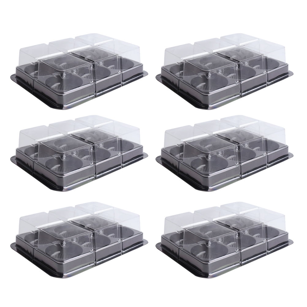 NUOLUX 50pcs 6 Cavities Mochi Containers Plastic Mooncake