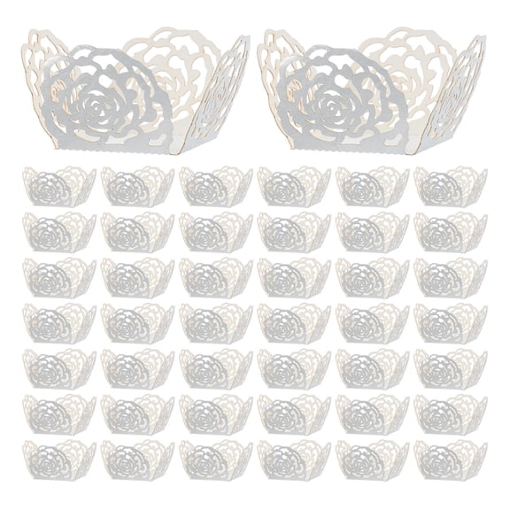 NUOLUX 50pcs Silver Paper Truffle Wrappers Cups for Wedding Birthday Party